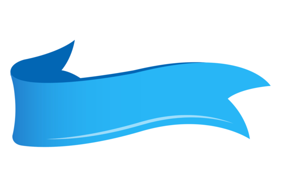 Blue Flag Banner: Cartoon Decorative Elegant Ribbon