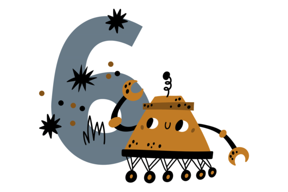 Playful Party Graphics: The Six Decorative Number for Birthday Card