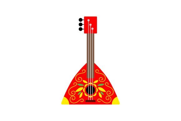 Red Balalaika with Decorative Ornament: A Cultural Design Asset