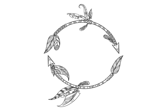 Round Arrow Border: Decorative Patterned Boho Style