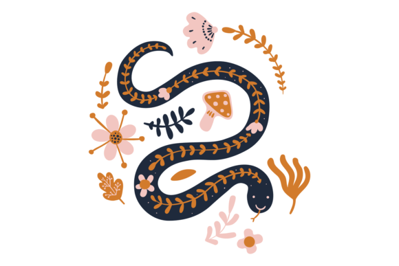 Snake in Boho Decorative Style: Natural Elegance for Modern Design